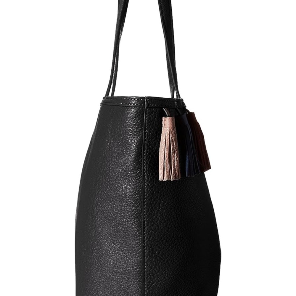 Rebecca Minkoff Navy Leather Tote with Multicolor Tassels - Picture 3 of 11